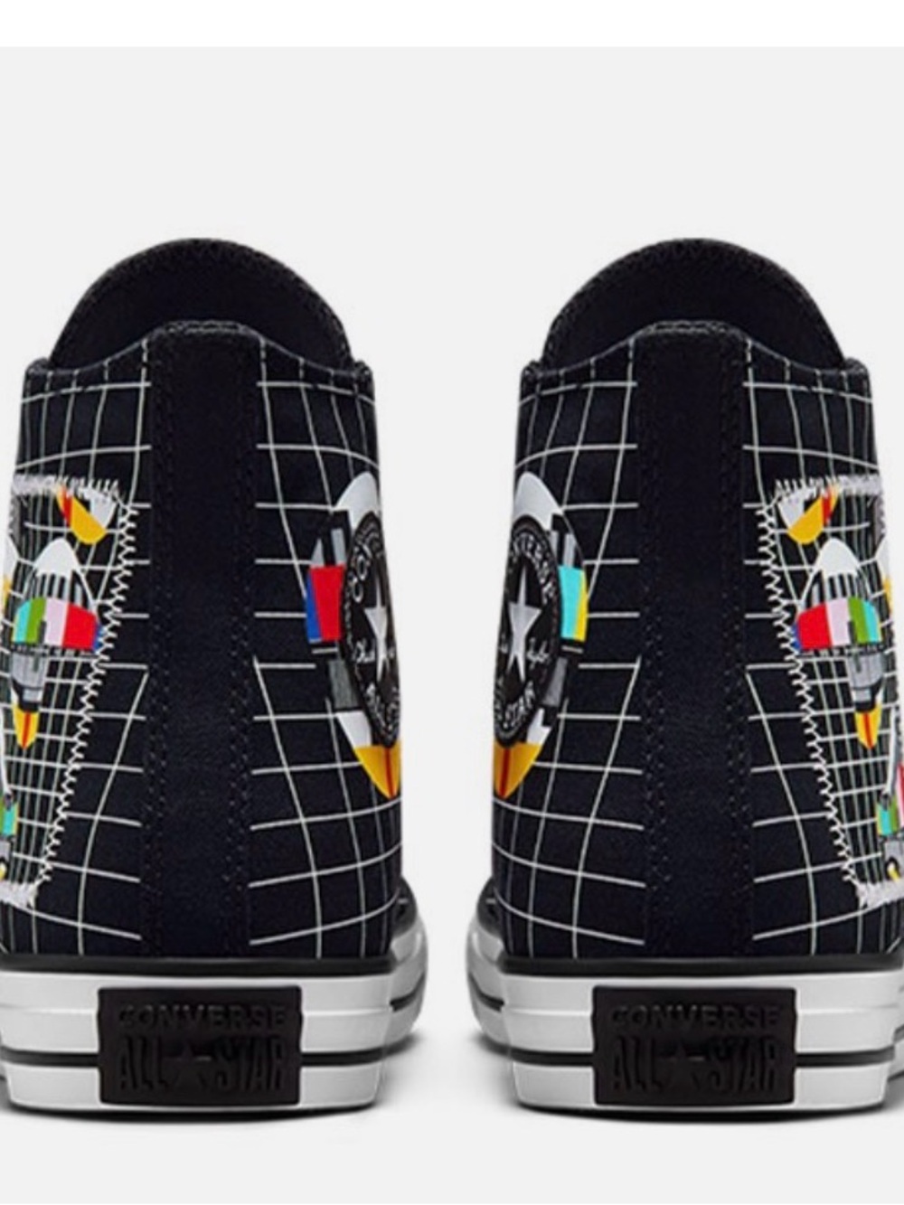 Converse High Top Sneakers - Black & White Grid - Picture 5 of 8